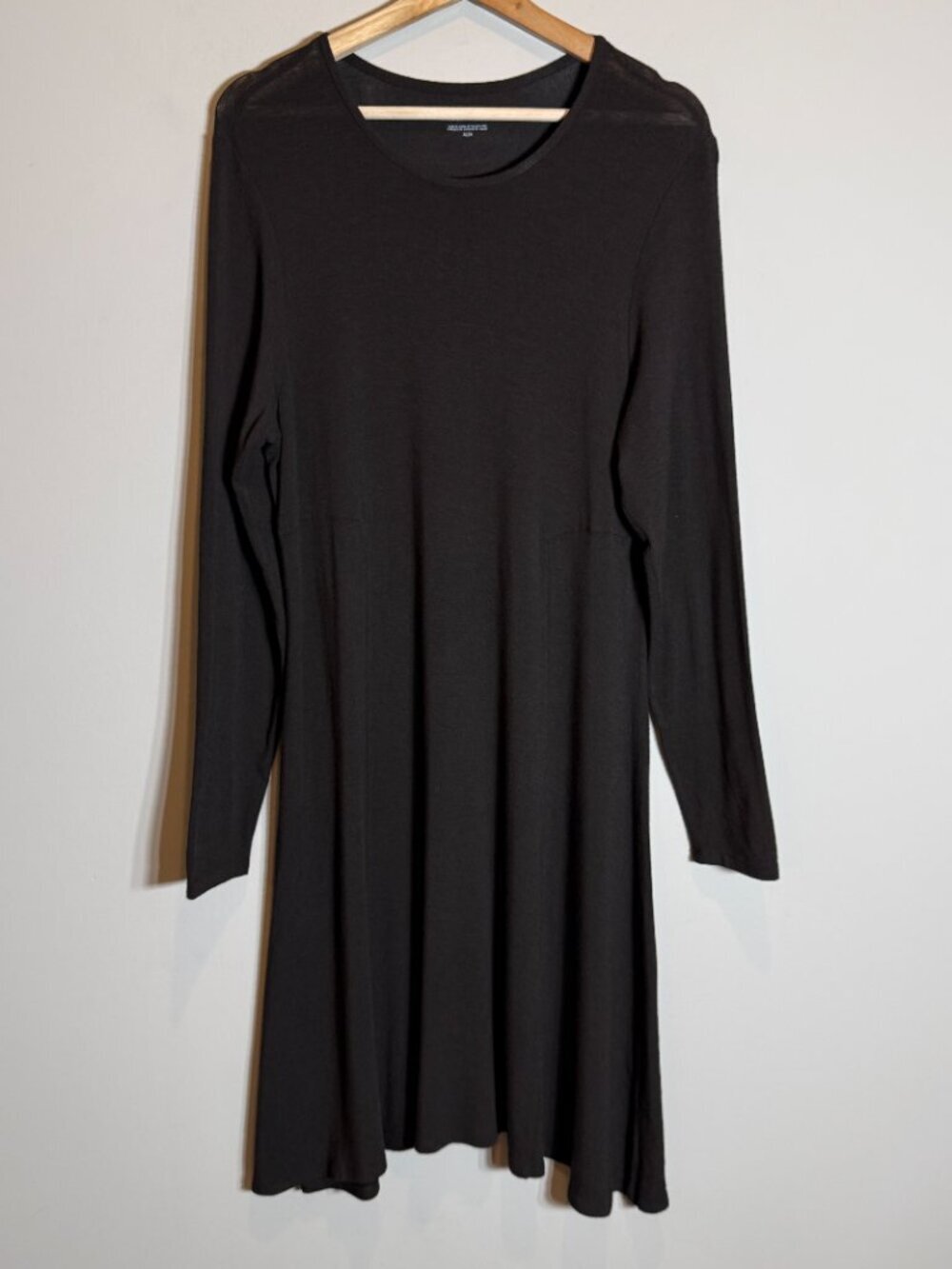 Eileen Fisher Viscose Jersey Long Sleeve Dress Women's Medium Brown Minimal NWOT - Picture 4 of 13